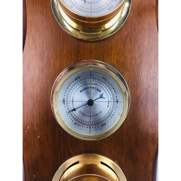 Vintage MCM Springfield Weather Station Wooden Wall Mounted Eagle Finial Topper - Picture 5 of 8